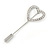Silver Tone Clear Crystal Open Heart  Lapel, Hat, Suit, Tuxedo, Collar, Scarf, Coat Stick Brooch Pin - 50mm L - view 2