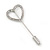 Silver Tone Clear Crystal Open Heart  Lapel, Hat, Suit, Tuxedo, Collar, Scarf, Coat Stick Brooch Pin - 50mm L - view 5