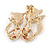 Gold Plated Crystal Two Fox Brooch - 30mm - view 3
