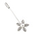 Silver Tone Clear Crystal White Pearl Daisy Flower Lapel, Hat, Suit, Tuxedo, Collar, Scarf, Coat Stick Brooch Pin - 55mm L - view 6