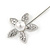 Silver Tone Clear Crystal White Pearl Daisy Flower Lapel, Hat, Suit, Tuxedo, Collar, Scarf, Coat Stick Brooch Pin - 55mm L - view 3