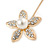 Gold Tone Clear Crystal White Pearl Daisy Flower Lapel, Hat, Suit, Tuxedo, Collar, Scarf, Coat Stick Brooch Pin - 55mm L - view 2