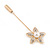Gold Tone Clear Crystal White Pearl Daisy Flower Lapel, Hat, Suit, Tuxedo, Collar, Scarf, Coat Stick Brooch Pin - 55mm L - view 5