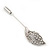 Silver Tone Clear Crystal Leaf Lapel, Hat, Suit, Tuxedo, Collar, Scarf, Coat Stick Brooch Pin - 60mm L - view 5