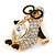 Gold Plated Clear Crystal, Black Enamel Penguin In The Glasses Brooch - 35mm L - view 2