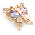 Multicoloured Crystal Butterfly Brooch In Gold Plating - 35mm L - view 5
