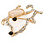 Gold Plated Crystal Puppy Brooch - 38mm L - view 2