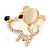 Gold Plated Crystal Puppy Brooch - 38mm L - view 3