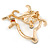 Gold Plated Crystal Puppy Brooch - 38mm L - view 4