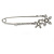 Medium Clear Crystal Double Flower Safety Pin In Silver Tone - 65mm L - view 2