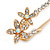 Medium Clear Crystal Double Flower Safety Pin In Gold Tone - 65mm L - view 3
