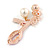 Gold Plated Clear/ AB Crystal Lips LOVE Brooch with Charms - 40mm W - view 4