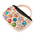 Multicoloured Crystal Bag Brooch In Gold Plated Metal - 37mm L - view 2