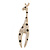 Clear/ Black Crystal Giraffe Brooch In Gold Tone Metal - 70mm L - view 5