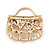 Gold Plated Multicoloured Crystal Bag Brooch - 35mm W - view 2