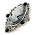 Vintage Inspired Crystal 'Lady' Grey Cameo Brooch/Pendant In Antique Silver Tone - 50mm L - view 2