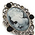 Vintage Inspired Crystal 'Lady' Grey Cameo Brooch/Pendant In Antique Silver Tone - 50mm L - view 3