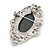 Vintage Inspired Crystal 'Lady' Grey Cameo Brooch/Pendant In Antique Silver Tone - 50mm L - view 4