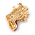 Crystal Christmas Stocking Brooch In Gold Plated Metal - 37mm L - view 4