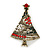 Vintage Inspired Red/ Green/ Clear Crystal Christmas Tree Brooch In Antique Gold Tone Metal - 47mm L - view 5