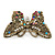 Marcasite Multicoloured Butterfly Brooch In Bronze Tone Metal - 47mm W - view 5