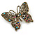 Marcasite Multicoloured Butterfly Brooch In Bronze Tone Metal - 47mm W - view 6