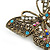 Marcasite Multicoloured Butterfly Brooch In Bronze Tone Metal - 47mm W - view 3