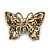 Marcasite Multicoloured Butterfly Brooch In Bronze Tone Metal - 47mm W - view 2