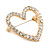 Gold Plated Clear Crystal Open Heart Brooch - 40mm - view 3