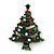 Multicoloured Crystal Green Enamel Christmas Tree Brooch In Gold Plating - 45mm L - view 6