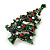 Multicoloured Crystal Green Enamel Christmas Tree Brooch In Gold Plating - 45mm L - view 3