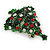 Multicoloured Crystal Green Enamel Christmas Tree Brooch In Gold Plating - 45mm L - view 4