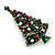 Multicoloured Crystal Green Enamel Christmas Tree Brooch In Gold Plating - 45mm L - view 5