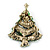 Multicoloured Crystal Green Enamel Christmas Tree Brooch In Gold Plating - 45mm L - view 2