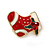 Tiny Crystal White/ Red Enamel Christmas Stocking Brooch In Gold Plated Metal - 15mm L - view 4