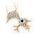 Clear Crystal Christmas Reindeer Brooch In Gold Plating - 40mm - view 4