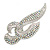 Statement AB Crystal Ribbon Brooch In Silver Tone Metal - 70mm - view 4