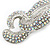 Statement AB Crystal Ribbon Brooch In Silver Tone Metal - 70mm - view 2