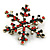Vintage Inspired Green/ Ab/ Red Crystals Christmas Snowflake Brooch In Antique Gold Tone - 40mm - view 4