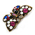 Vintage Inspired Multicoloured Crystal Butterfly Brooch In Antique Gold Metal - 45mm - view 4