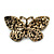 Vintage Inspired Multicoloured Crystal Butterfly Brooch In Antique Gold Metal - 45mm - view 2