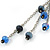 Blue Faceted Bead Charm Safety Pin Brooch In Silver Tone - 8cm Drop - view 2