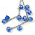 Blue Faceted Bead Charm Safety Pin Brooch In Silver Tone - 8cm Drop - view 2