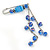Blue Faceted Bead Charm Safety Pin Brooch In Silver Tone - 8cm Drop - view 4
