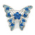 Dazzling Sky Blue Austrian Crystal Butterfly Brooch In Rhodium Plating - 60mm W