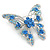 Dazzling Sky Blue Austrian Crystal Butterfly Brooch In Rhodium Plating - 60mm W - view 4