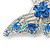 Dazzling Sky Blue Austrian Crystal Butterfly Brooch In Rhodium Plating - 60mm W - view 3