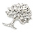 Clear Crystal Tree Of Life Brooch In Rhodium Plating - 45mm - view 5