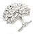 Clear Crystal Tree Of Life Brooch In Rhodium Plating - 45mm - view 3