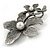 Vintage Inspired Double Flower with Pearls Pewter Tone Brooch/ Pendant - 75mm - view 4